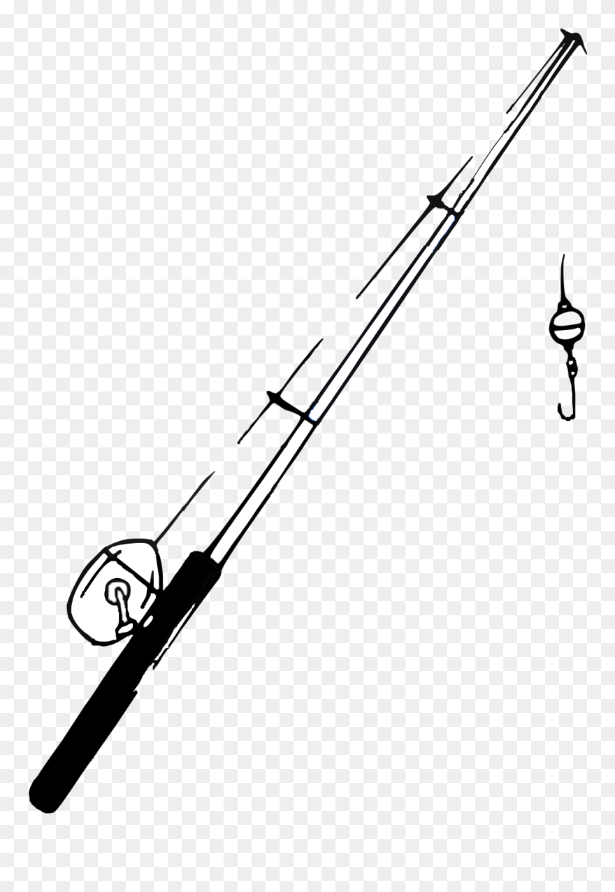 Fishing Pole Black And White Clipart - Png Download