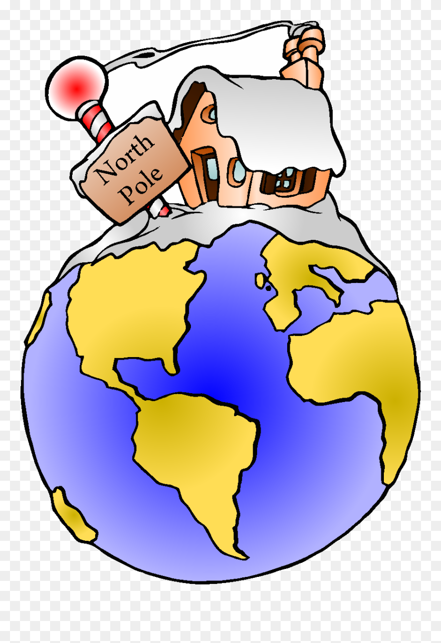 North Pole Santa Globe Clipart