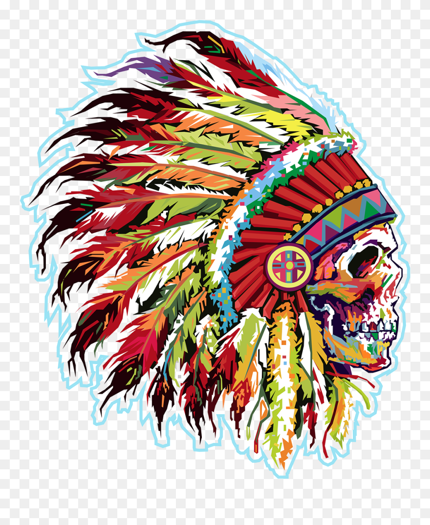 Native American Wpap Art - Skull Native American Headdress Clipart