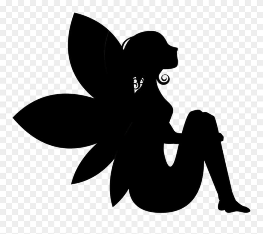 #fairy #silhouette - Silhouette Fairy In Moon Clipart