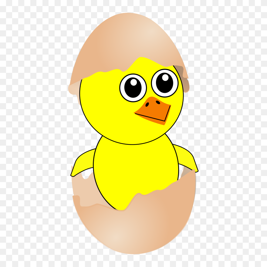 Funny Chick Cartoon Newborn Coming Out From The Egg - New Born Egg Clip Art - Png Download