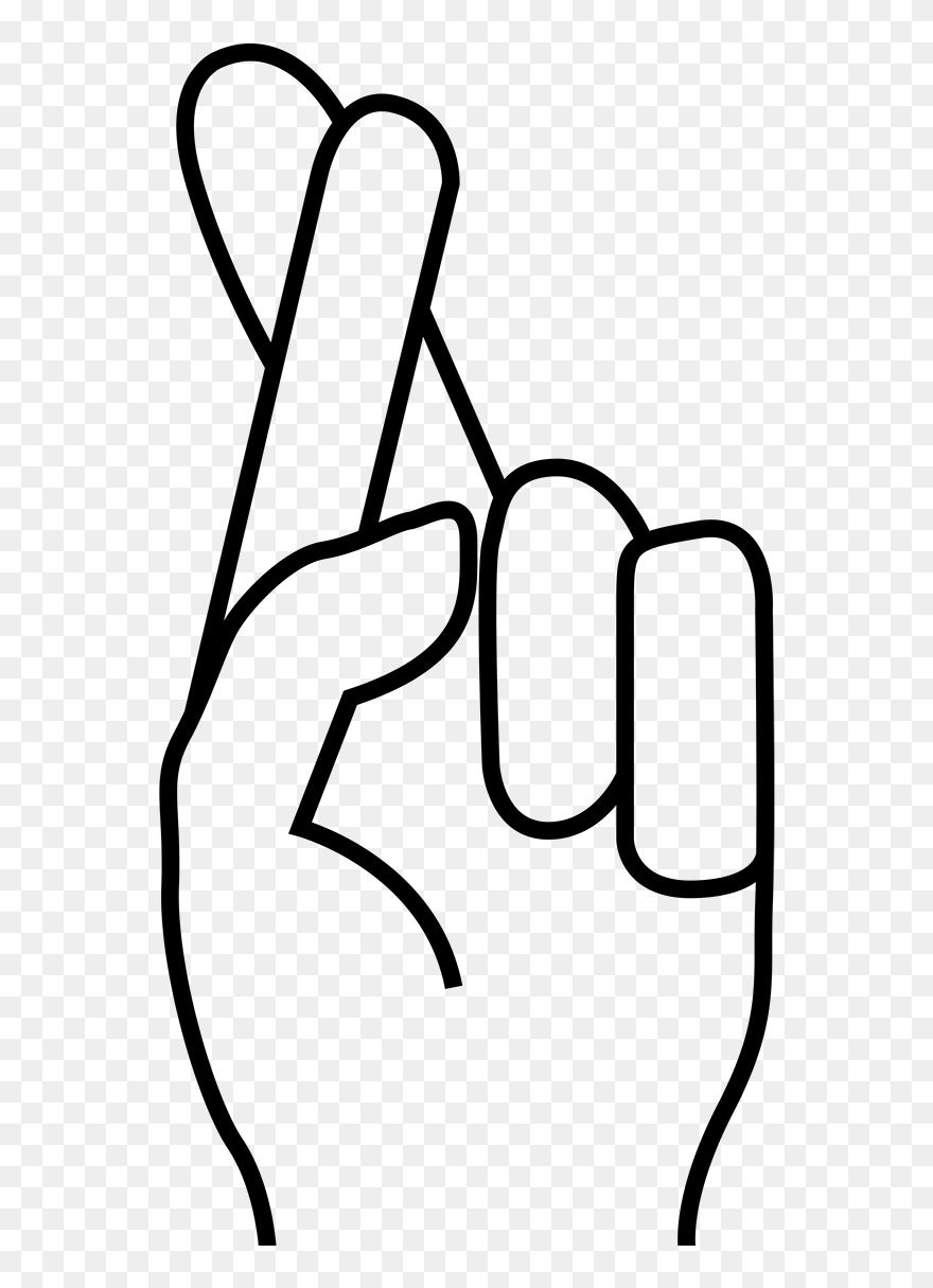 Crossed Finger Line Drawing Clipart
