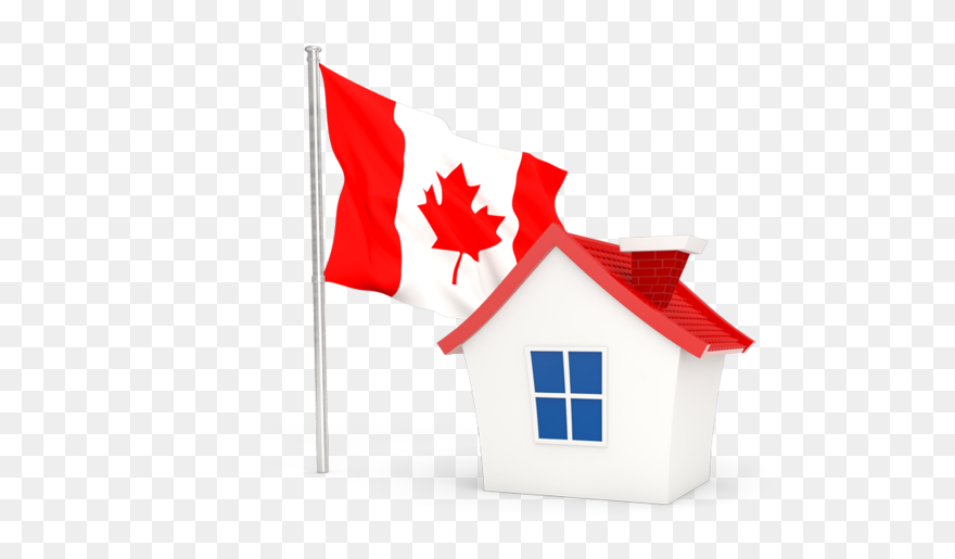 House With Flag - Canada Flag And House Clipart