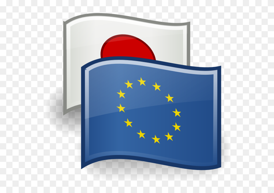 Drawing Of Eu And Japan Flags - European Union Flag Clipart