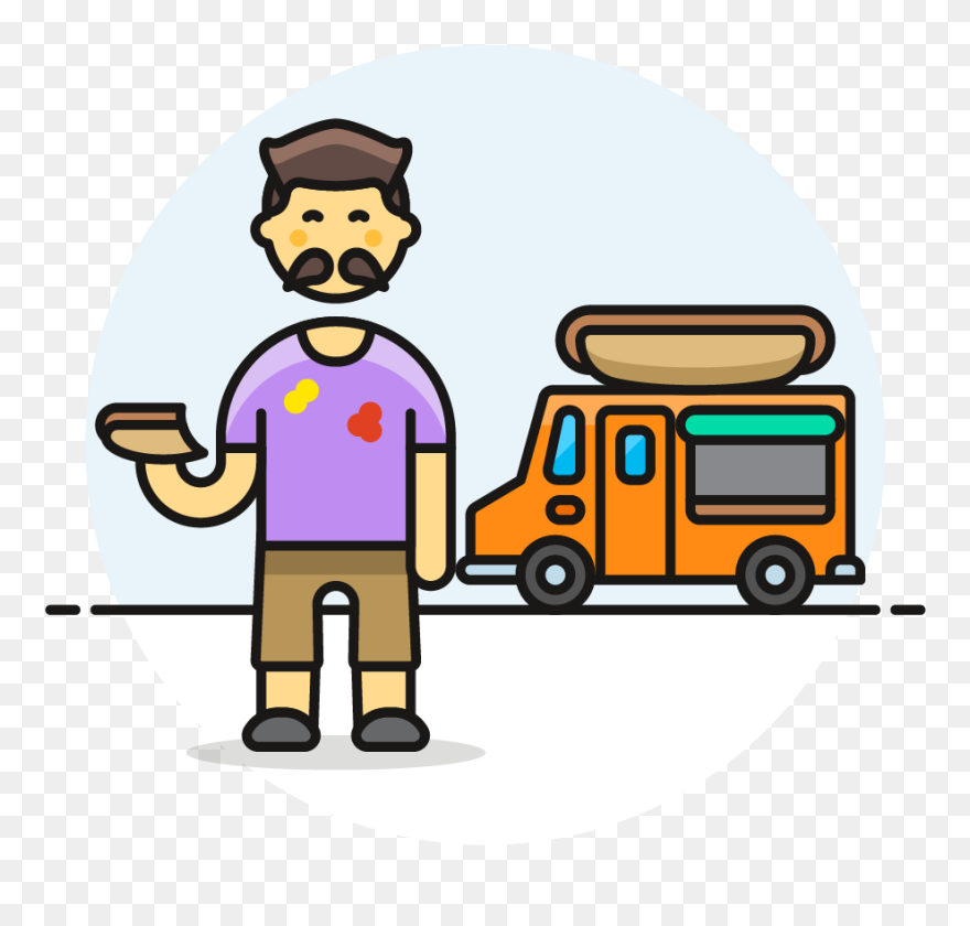 35 Hotdog Food Truck Male Asian - Clip Art - Png Download