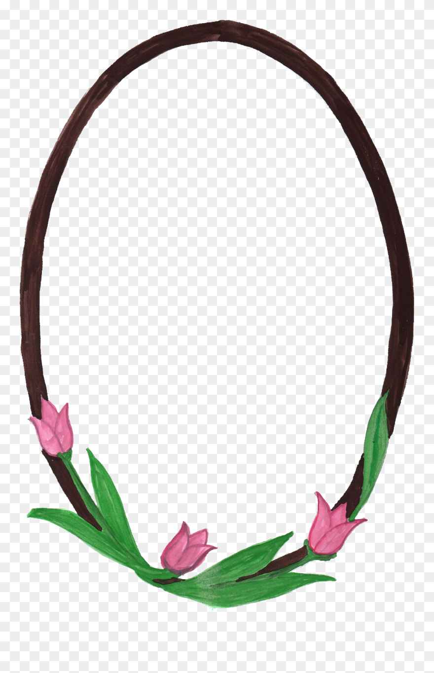 Flower Oval Border Design Png Clipart
