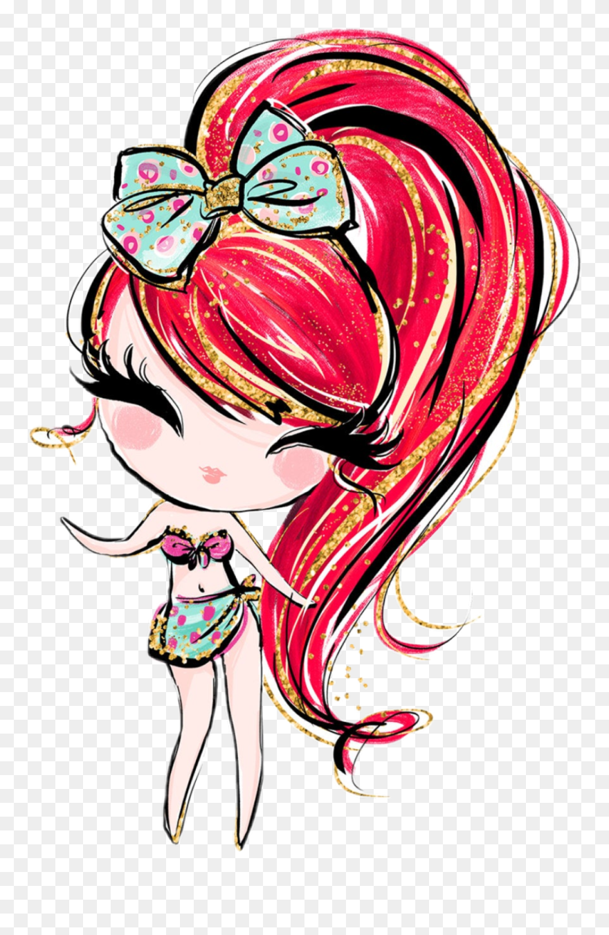 #watercolor #clipart #girl #swimsuit #bikini #polkadots - Karamfila Png Transparent Png