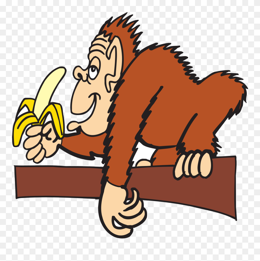 Clipart Monkey Eating Banana - Png Download