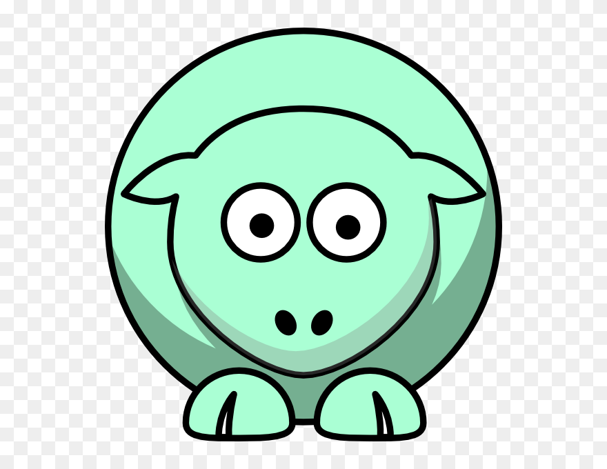 Sheep Looking Straight Pastel Green Svg Clip Arts - Black And White Cartoon Animals - Png Download
