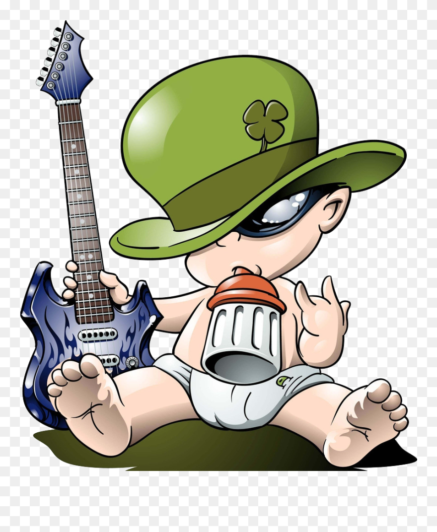 Guitar Infant Diaper Bodysuit Free Frame Clipart - Patrick Baby - Png Download