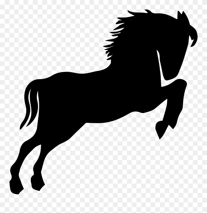 Wild Horse Black Silhouette Looking To Right Standing - Wild Horses Silhouettes Png Clipart