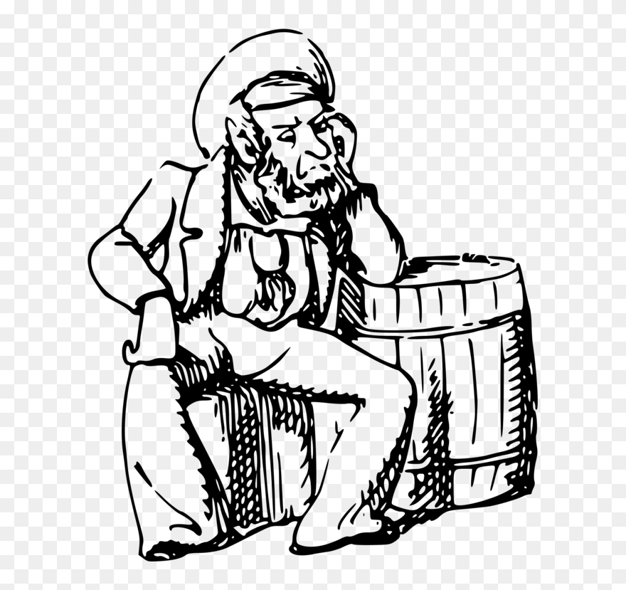Drawing Cartoon Black And White Cowboy Line Art Cc0 - Cowboy Thinking Clipart