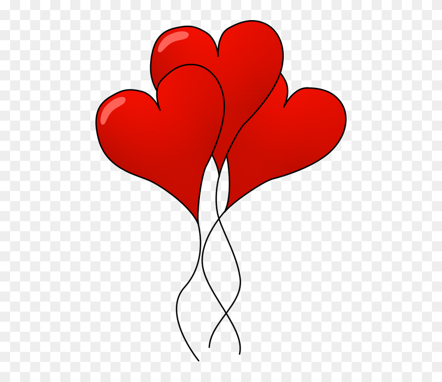 Hearts Balloons Red - Cocoa Cinnamon Clipart