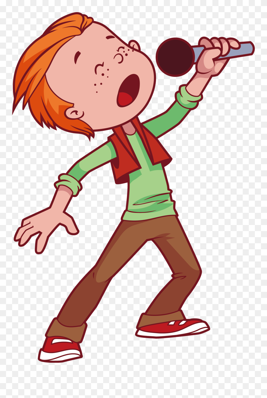 Microphone Singing Cartoon Child - Singing Clipart Png Transparent Png