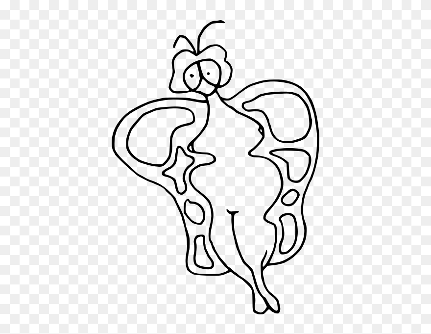 Lady Butterfly - Line Art Clipart