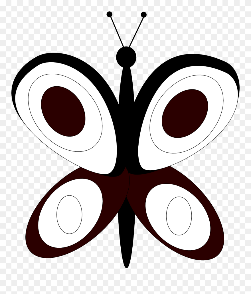Little Butterfly Black White Line - Clip Art - Png Download