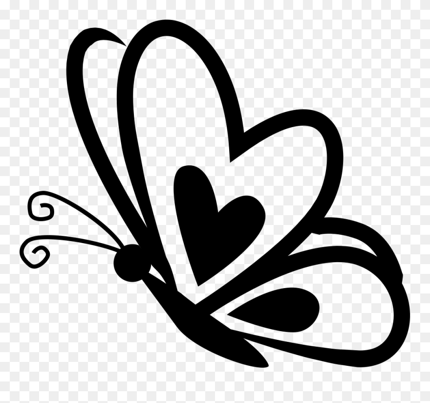 Butterfly With A Heart On Frontal Wing On Side View - Butterfly With Heart Wings Clipart