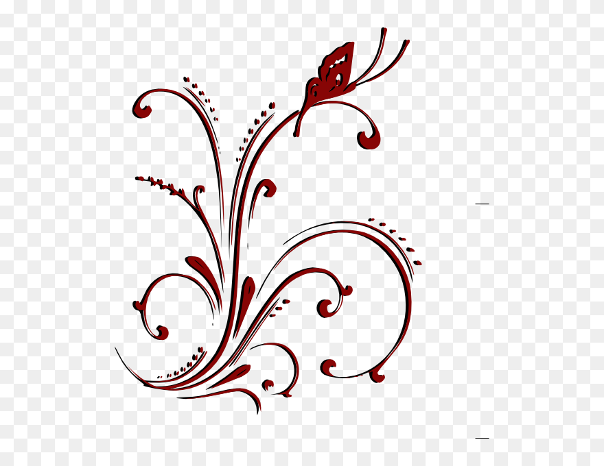 Butterfly Clip Art Flowers Borders - Png Download