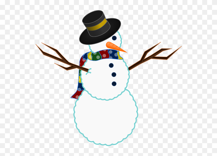 Scarfed Snowman - Free Clip Art Snowman - Png Download