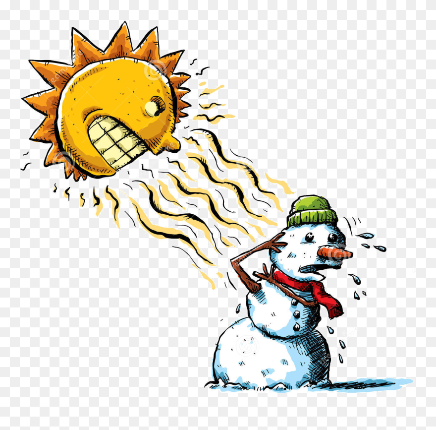 Snowman Melting In Sun Clipart