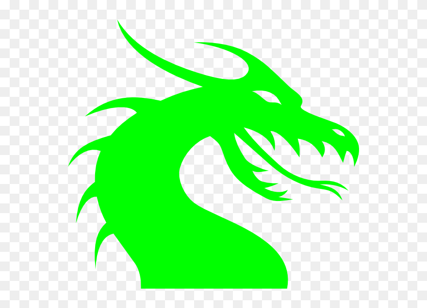 Green Dragon Svg Clip Arts - Dragon Head Silhouette - Png Download