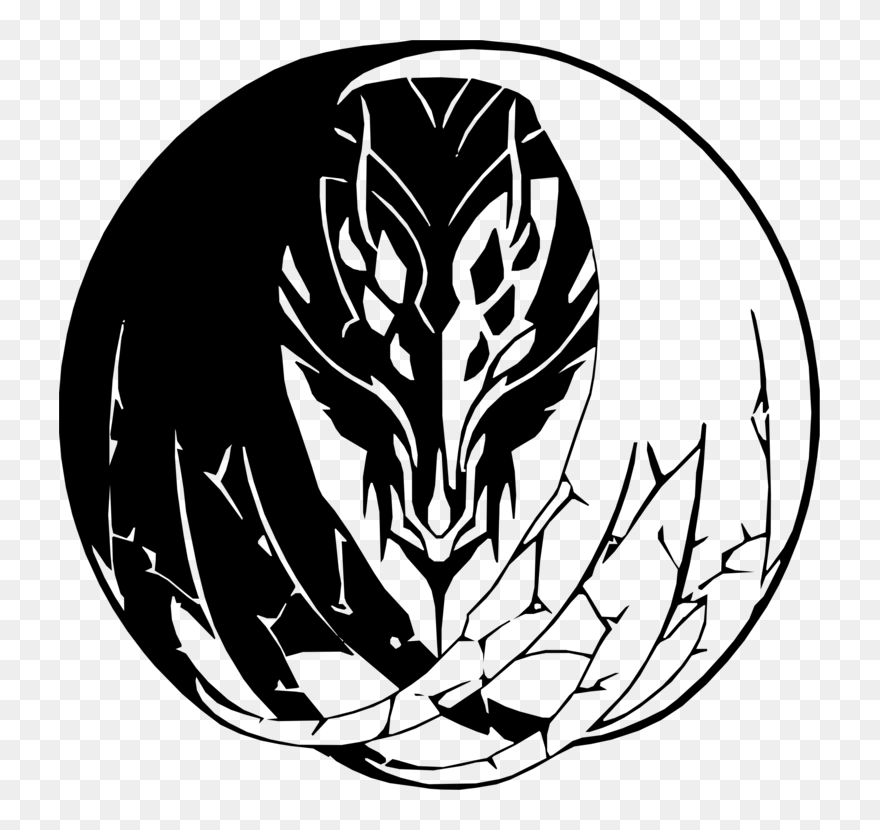 Line Art,plant,flower - Tribal Dragon Vector Clipart