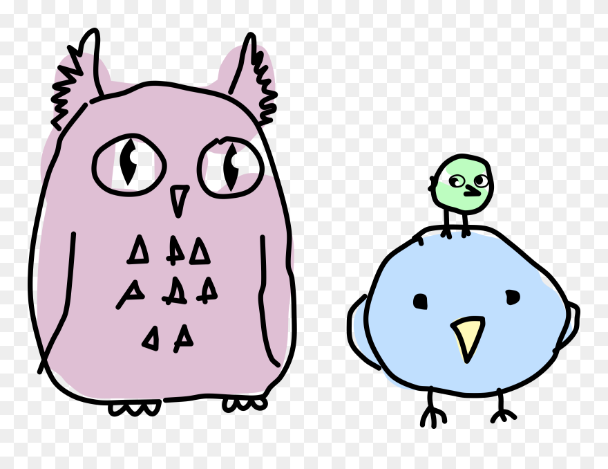 Owl And A Birds Clip Arts - Burung Hantu Hitam Putih - Png Download