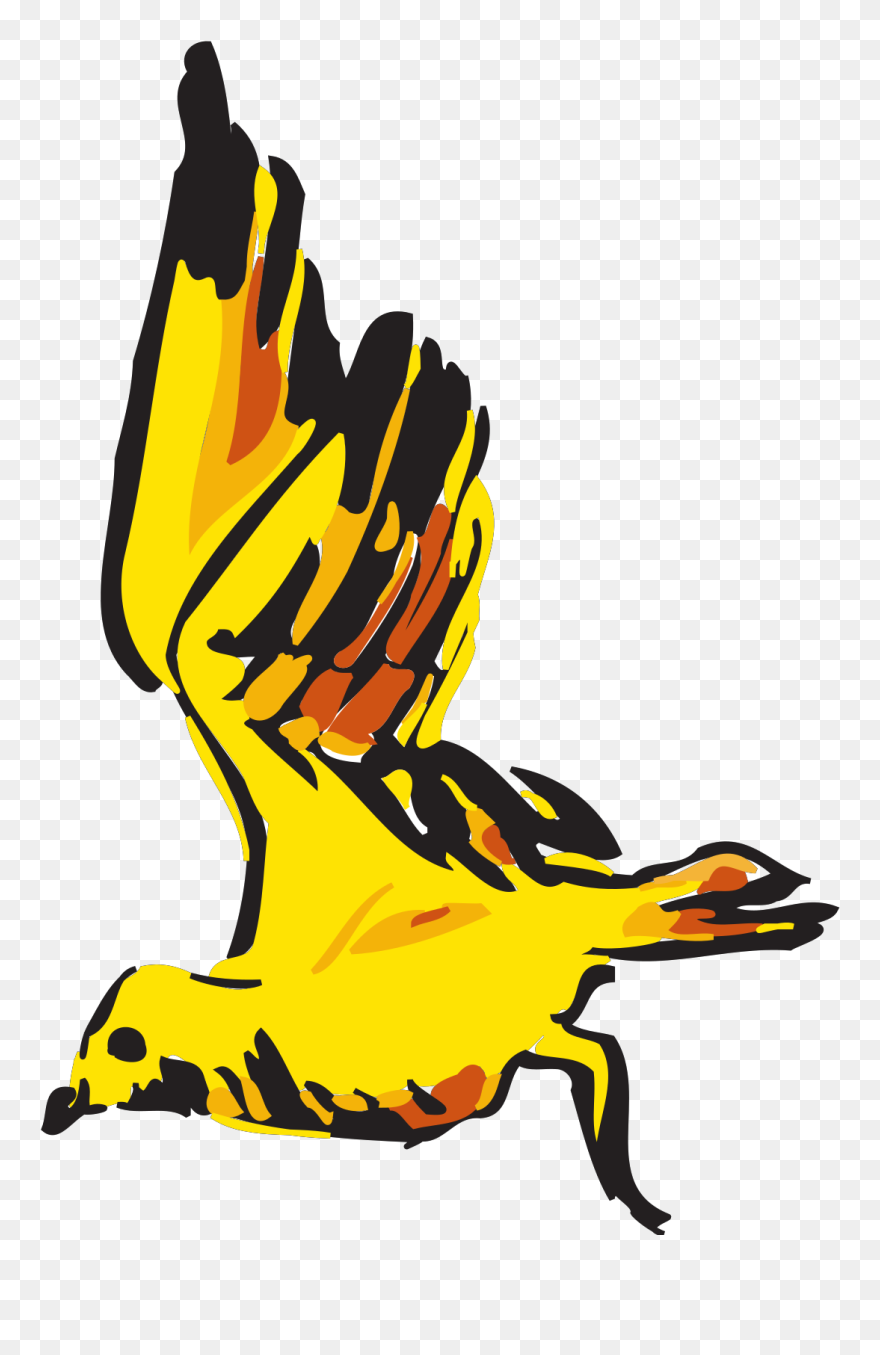 Red And Yellow Bird Flying Clipart