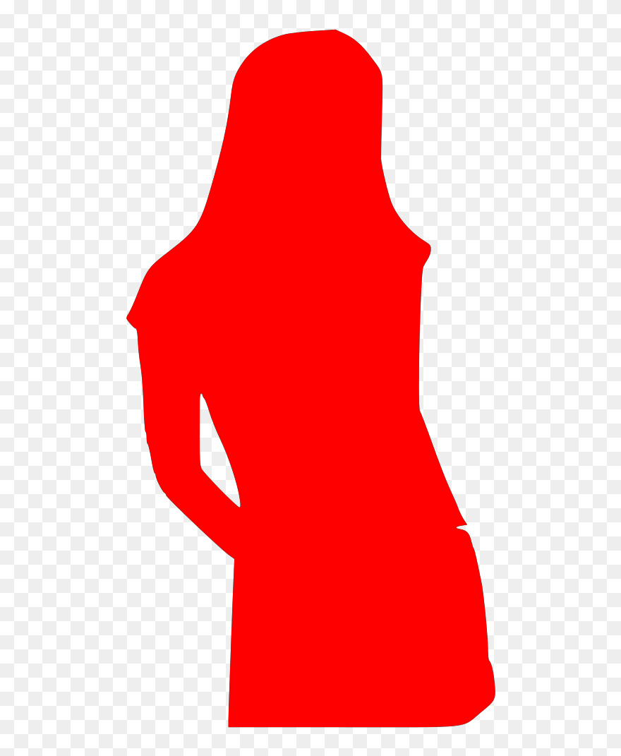Red Silhouette Of A Girl Clipart