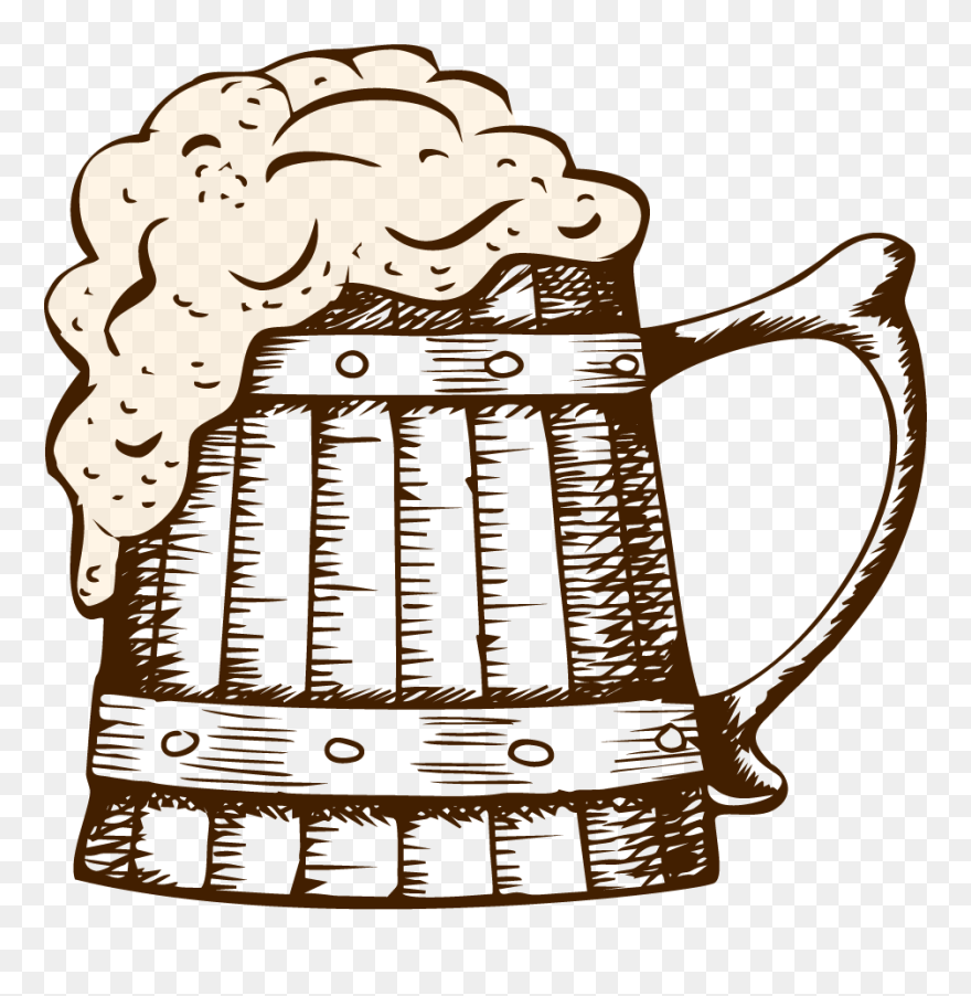 Vector Wooden Beer Mug Clipart