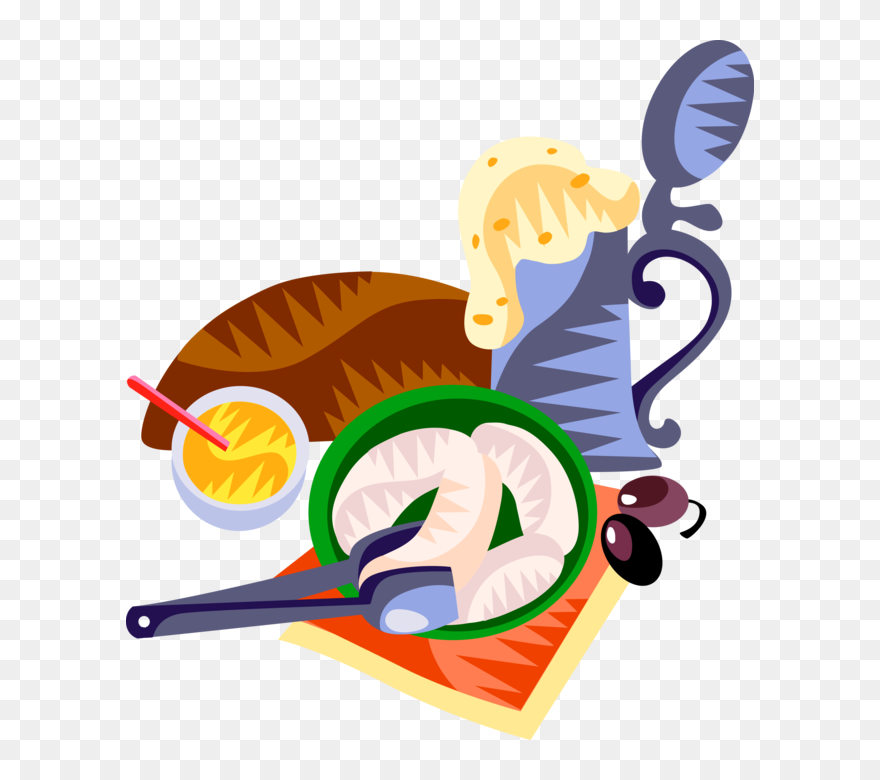 Vector Illustration Of German Beer Stein With Bar Snacks - Vegetarianism Clipart