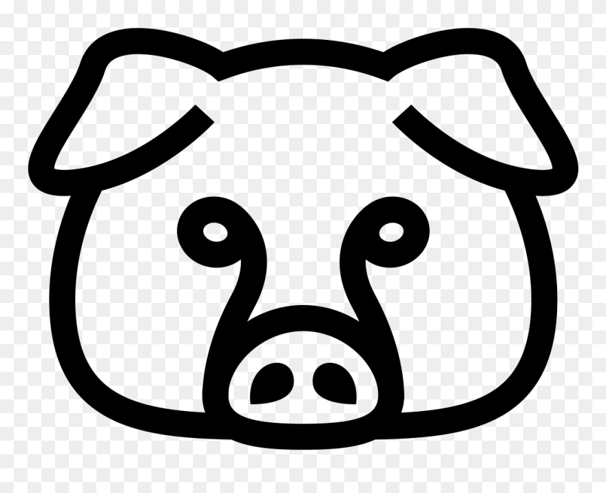 Pig Outline Png - Black And White Pig Face Clipart Transparent Png