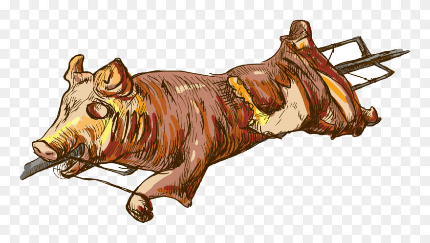 Pig Roast Suckling Pig Roasting Illustration - Roasted Pig Png Clipart