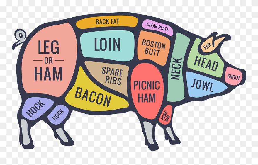 Cooking Your Food To - Butcher Pork Cuts Diagram Clipart