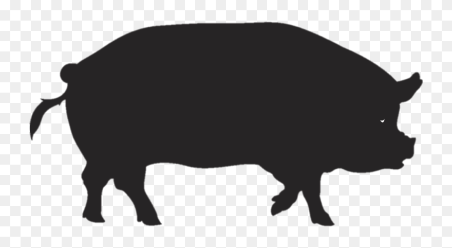 Pork Clipart Pig Tail - Black And White Pig Silhouette - Png Download