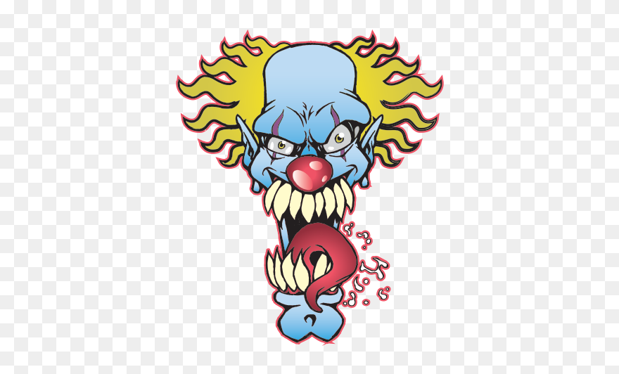 Mad Scary Clown Head - Cartoon Clipart