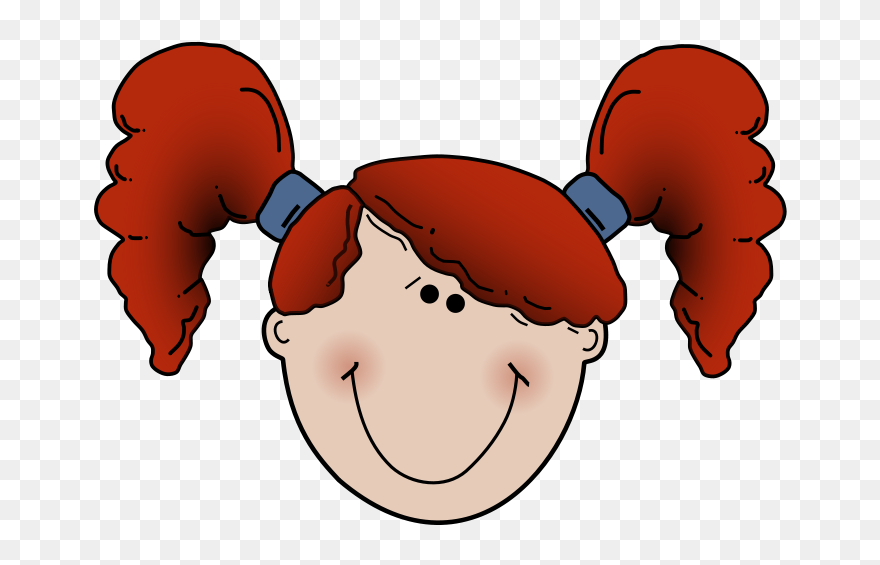 Kid Girl Ponytails Cartoon Clipart
