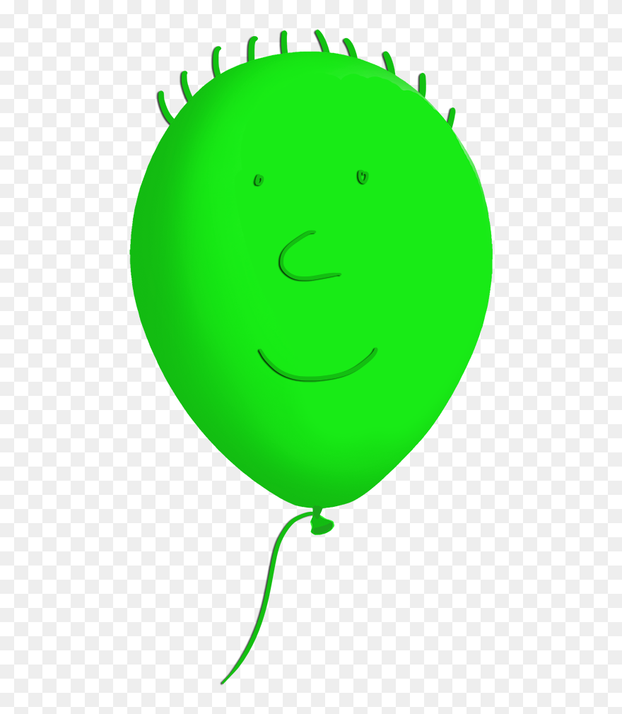 Green Funny Balloon Face - Single Green Balloon Clipart - Png Download