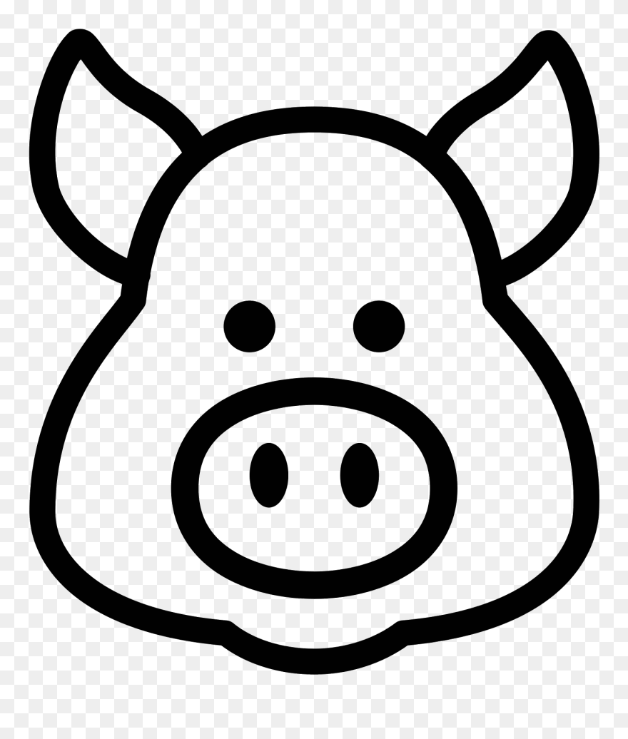 Domestic Pig Computer Icons Symbol - Simple Pig Head Drawing Clipart
