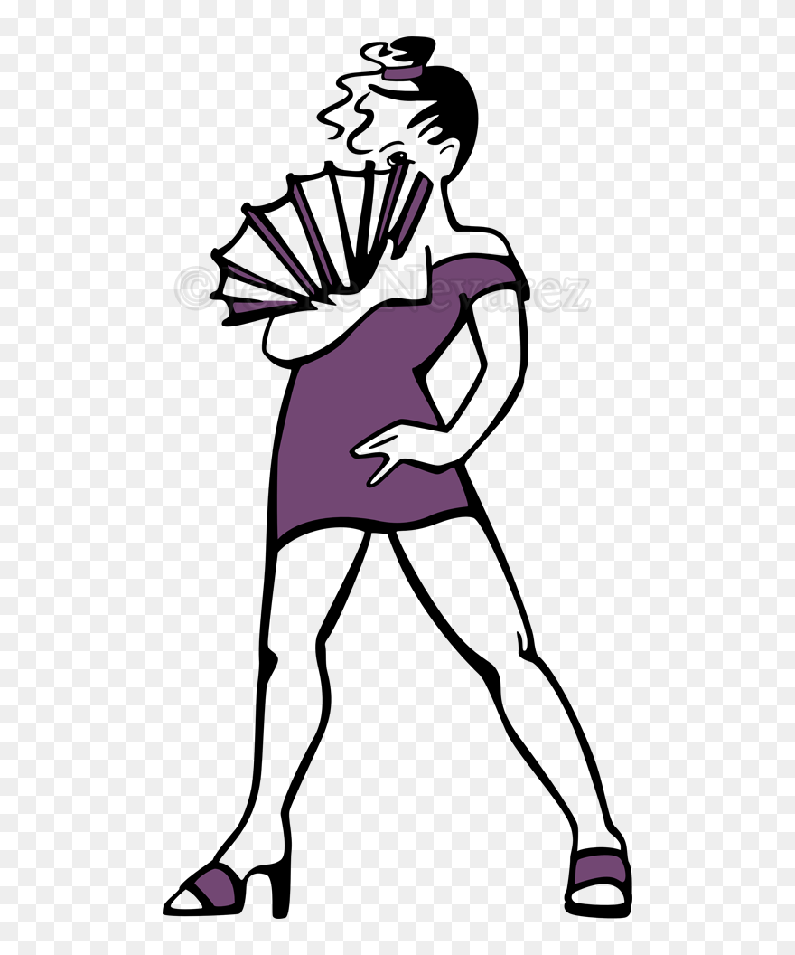 Woman With Fan In Front Of Her Face Clipart