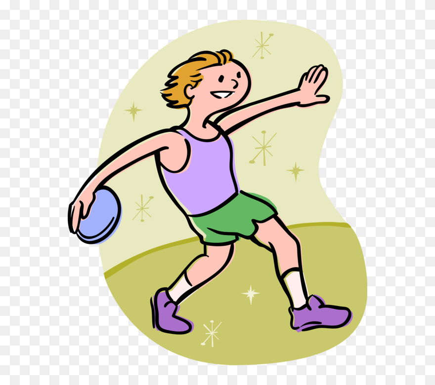 Vector Illustration Of Track And Field Athletic Sport - Kids Discus Throwing Clipart - Png Download