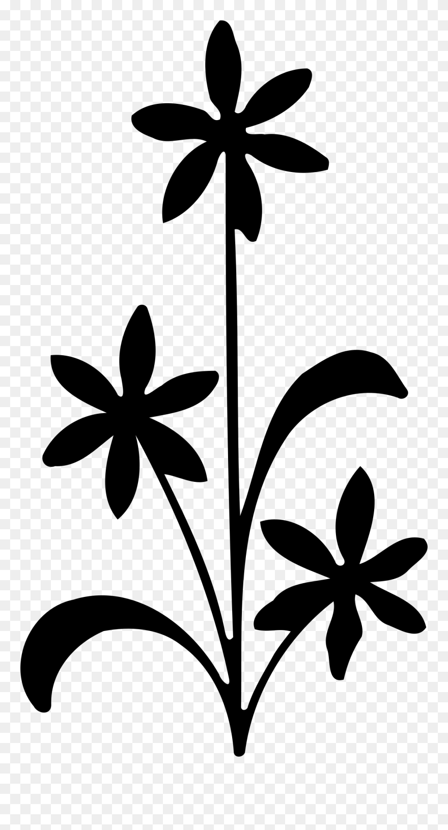 Flower Silhouette Visual Arts Clip Art - Flower With Stem Silhouette - Png Download