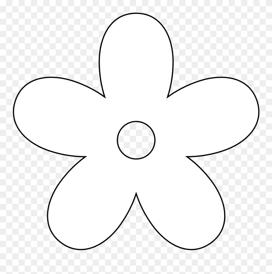Retro Flower 9 Black White Line Art Twitter Valentine - White Flower Silhouette Png Clipart