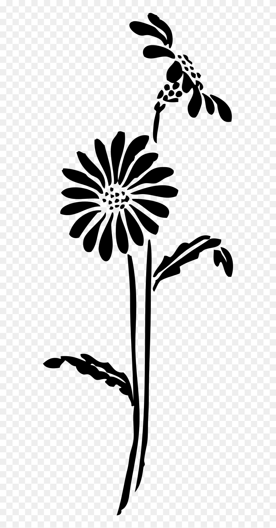 Flower With Stem Silhouette Clipart