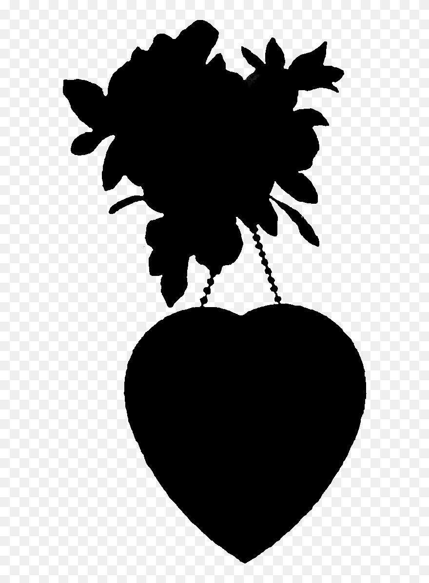 Flowering Plant Silhouette Heart Leaf - Illustration Clipart
