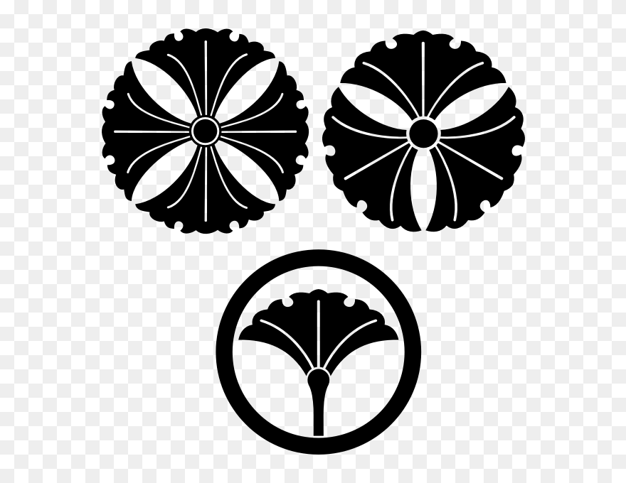Flower Motif Silhouette - Japanese Motifs Clipart