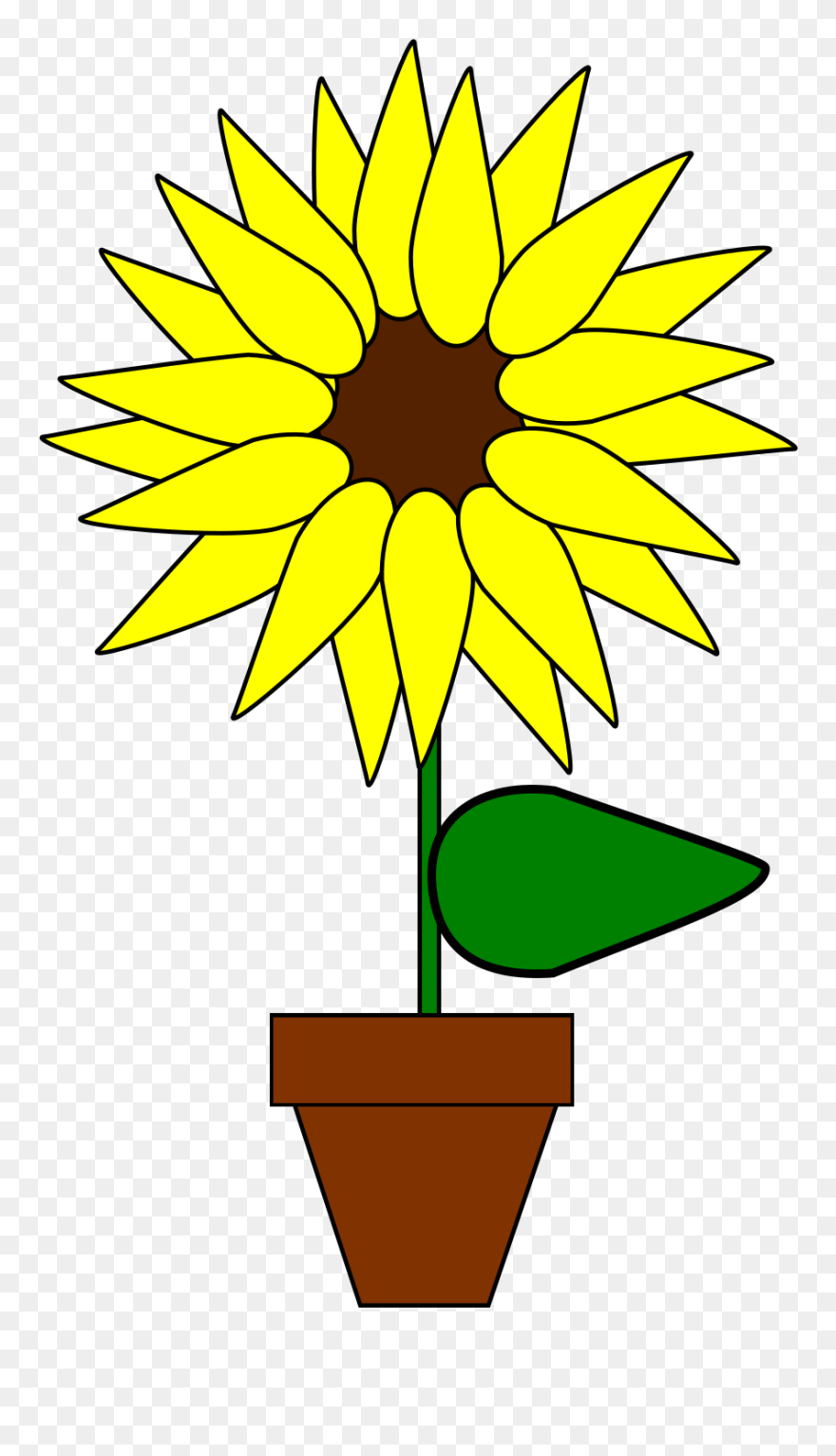 Sunflower In Pot Clipart - Png Download