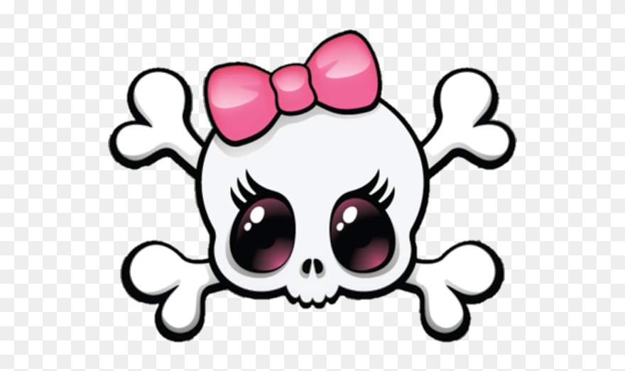 #skull #bones #bow #pink - Cartoon Girly Skull Clipart