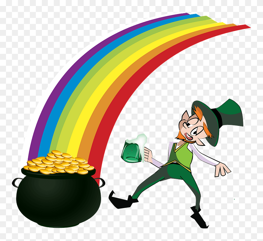 Leprechaun Rainbow Clipart - Rainbow And Pot Of Gold Png Transparent Png