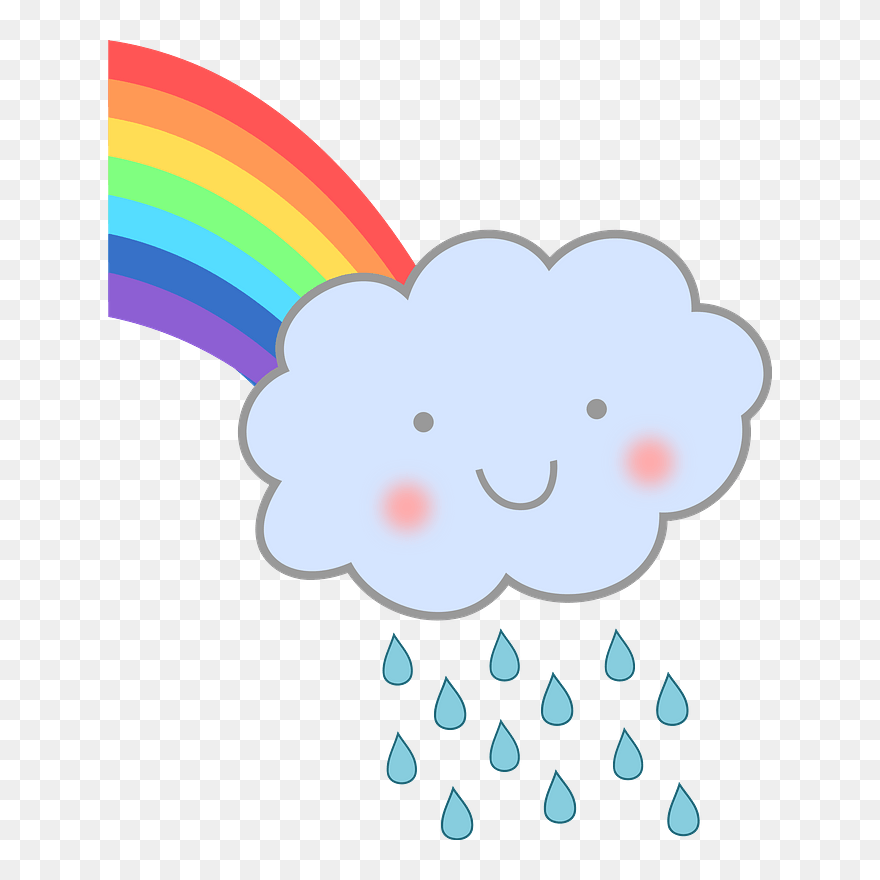 Cute Rain Cloud With Rainbow Clipart - Rain Cloud With Rainbow - Png Download